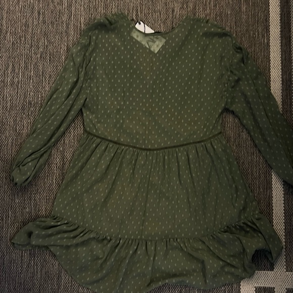 ZARA Summer Boho Dotted Mesh Mini Olive Dress BRAND NEW WITH TAG, SIZE L - Picture 3 of 4